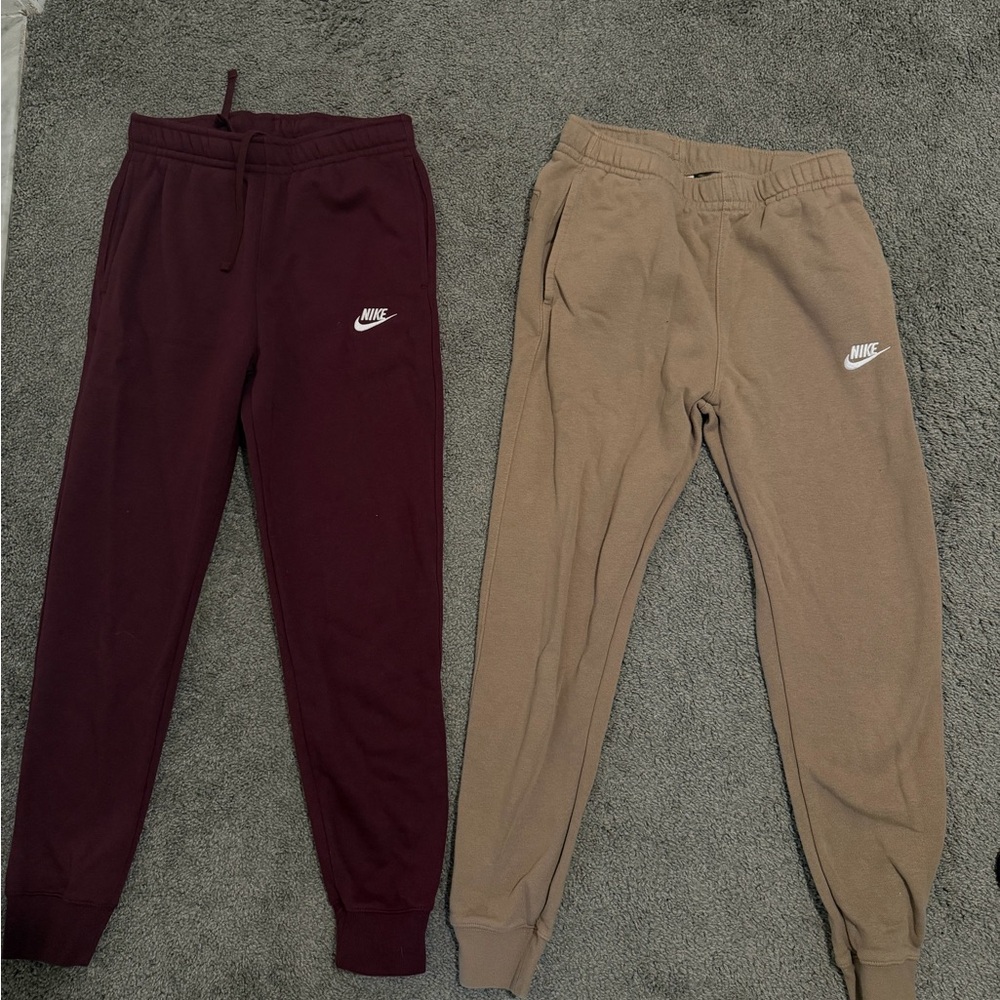 Nike Women Joggers - Burgundy and Beige